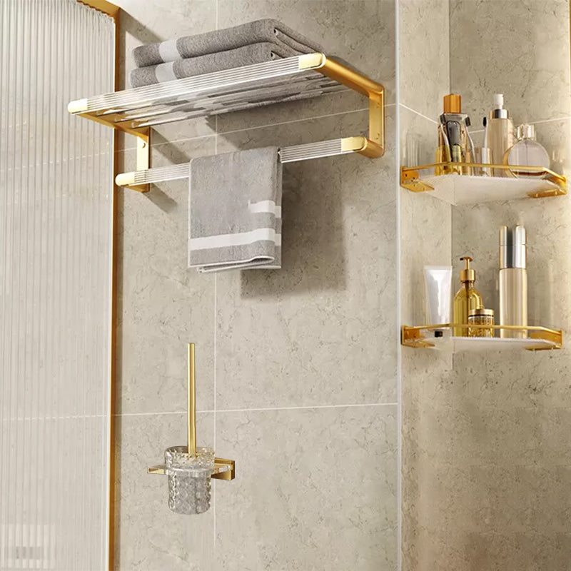 Modern Bathroom Accessory Set in Gold Metal and Acrylic Bath Hardware Set