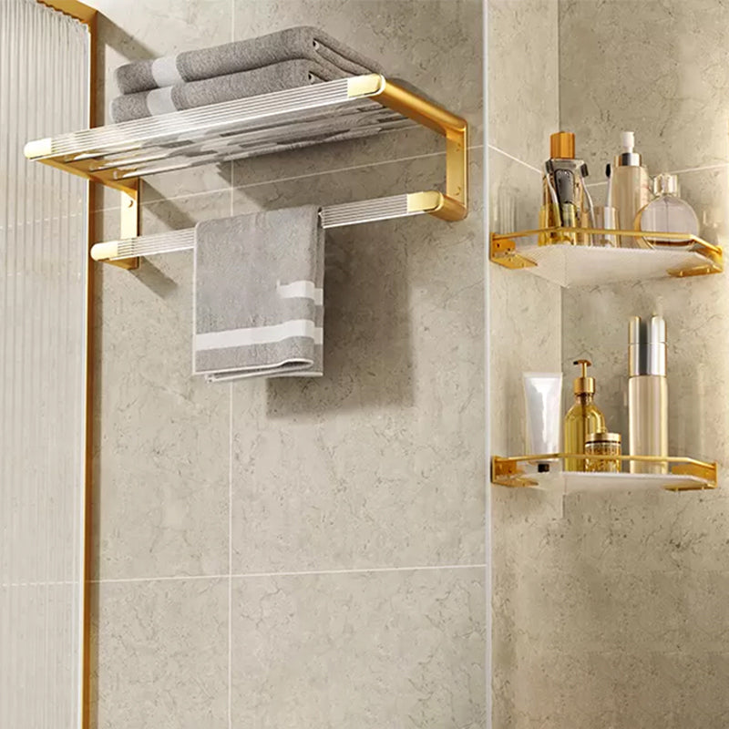 Modern Bathroom Accessory Set in Gold Metal and Acrylic Bath Hardware Set