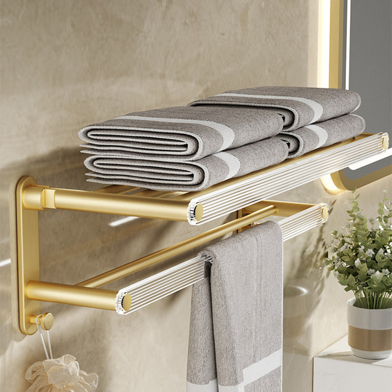 Modern Bathroom Accessory Set in Gold Metal and Acrylic Bath Hardware Set