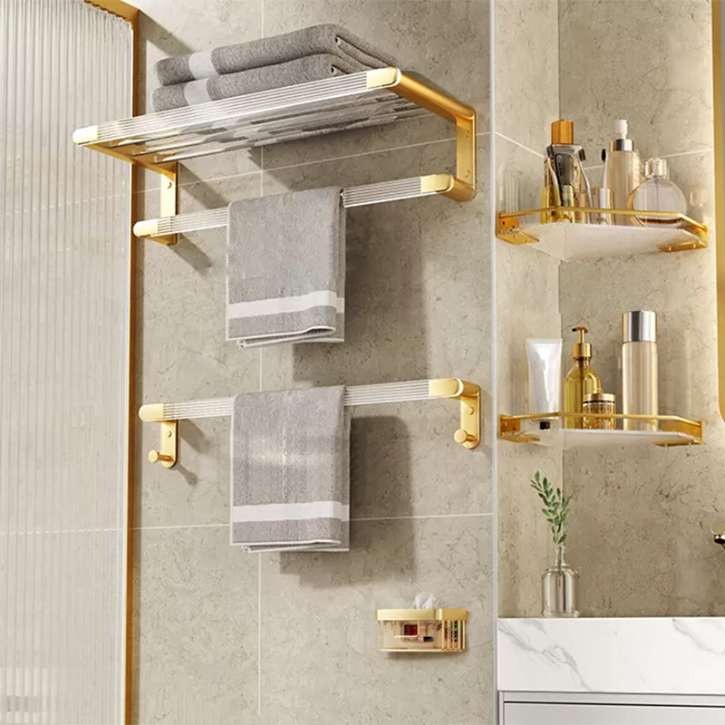 Modern Bathroom Accessory Set in Gold Metal and Acrylic Bath Hardware Set
