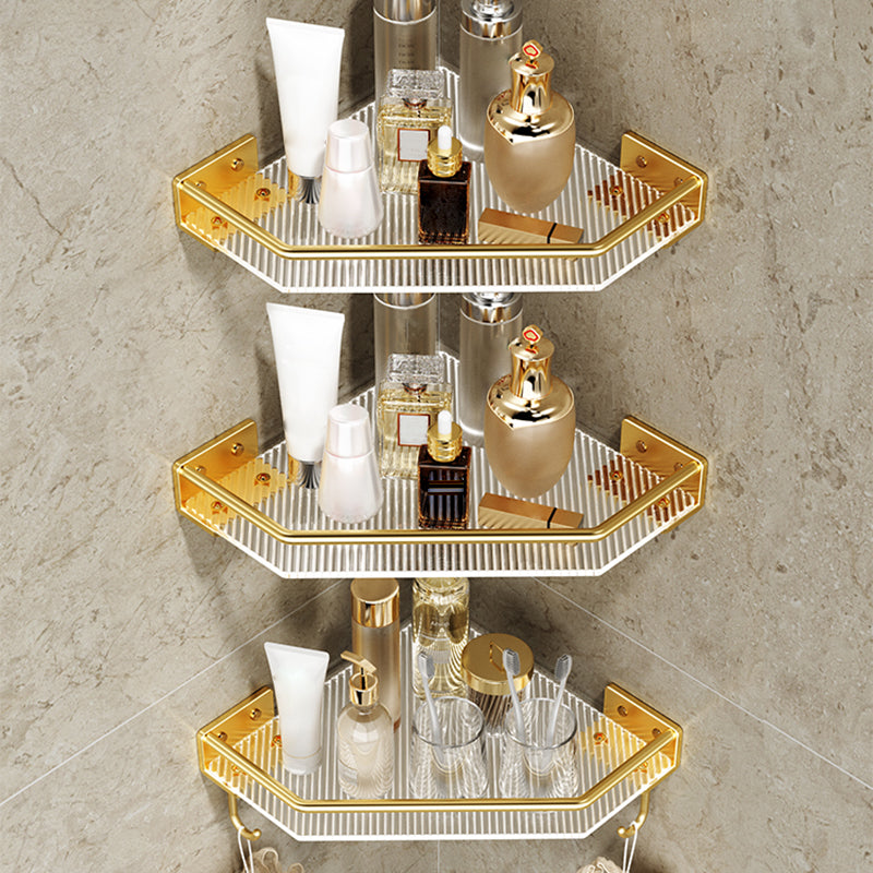 Modern Bathroom Accessory Set in Gold Metal and Acrylic Bath Hardware Set