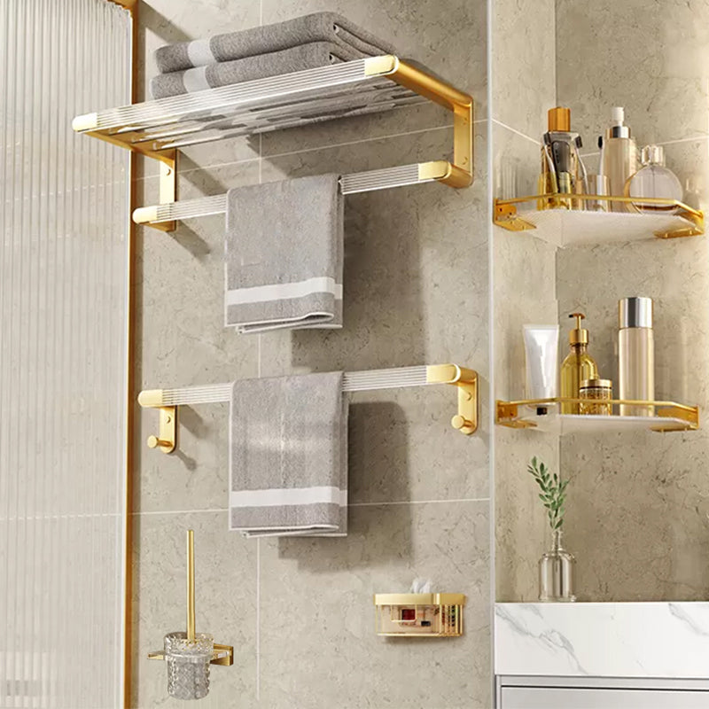 Modern Bathroom Accessory Set in Gold Metal and Acrylic Bath Hardware Set