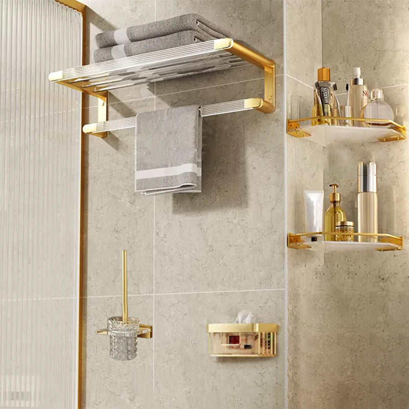 Modern Bathroom Accessory Set in Gold Metal and Acrylic Bath Hardware Set