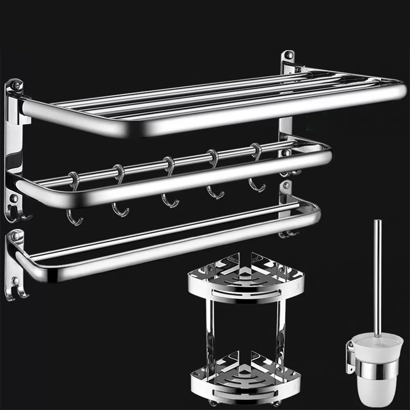 Contemporary Bathroom Accessories Hardware Set in Silver with Towel Bar