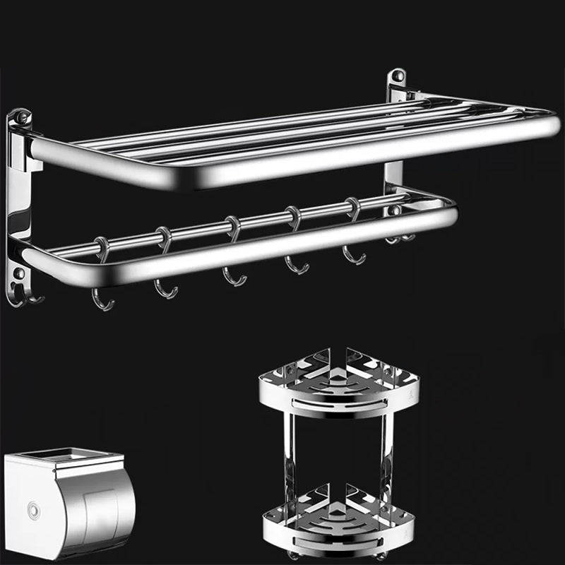Contemporary Bathroom Accessories Hardware Set in Silver with Towel Bar