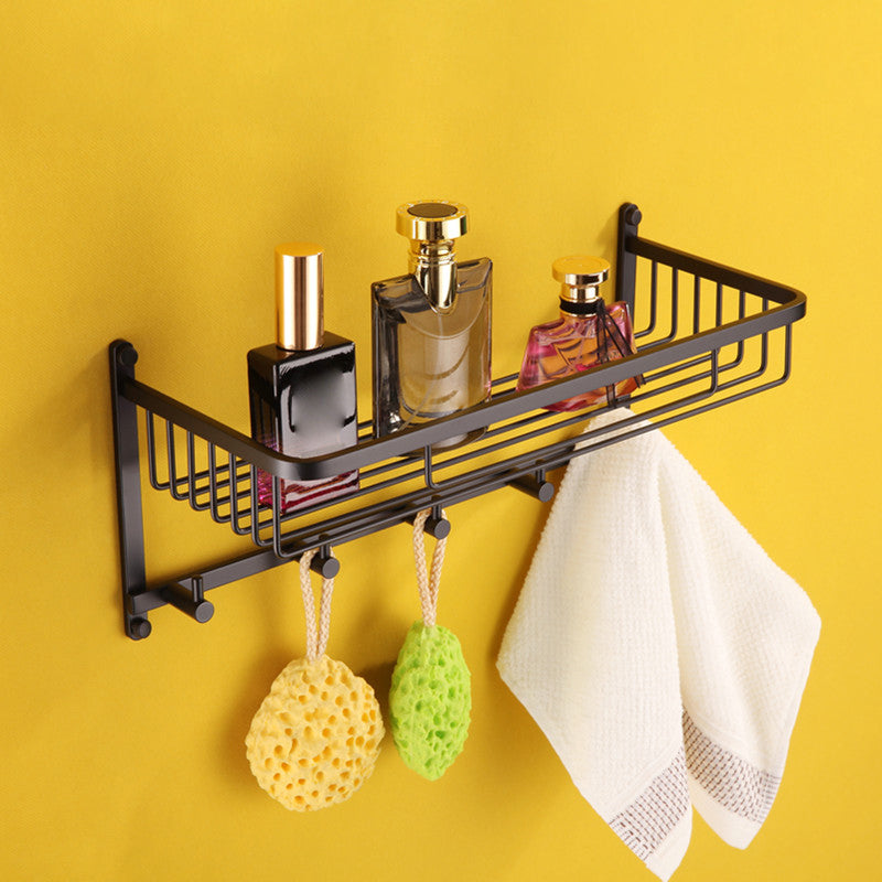 Contemporary Black Bathroom Accessory Kit in Metal with Towel Ring