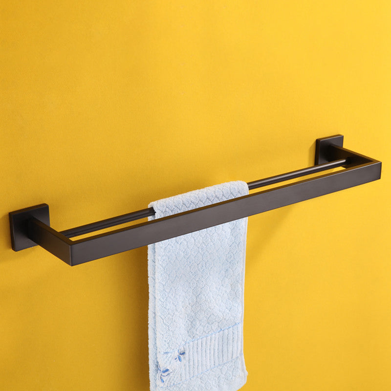 Contemporary Black Bathroom Accessory Kit in Metal with Towel Ring