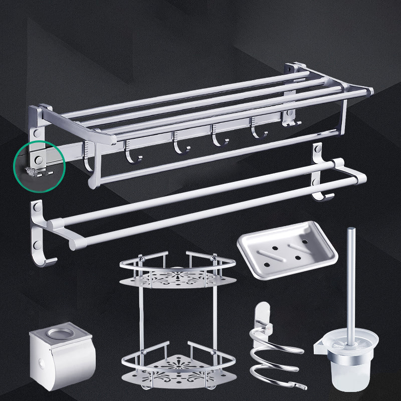 Contemporary Metal Bathroom Accessories Hardware Set with Bath Shelf