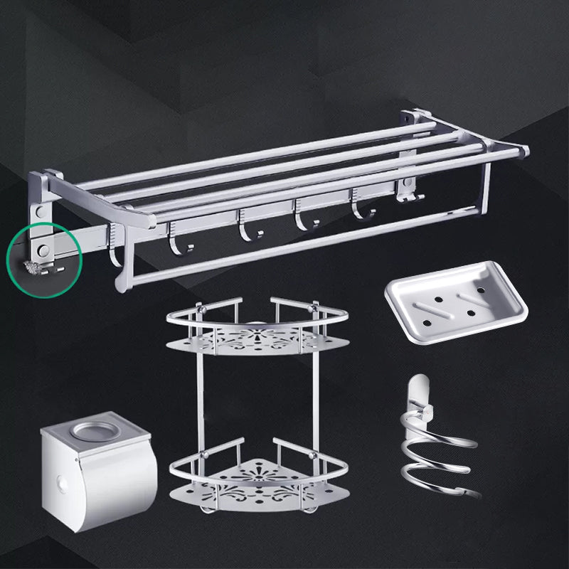 Contemporary Metal Bathroom Accessories Hardware Set with Bath Shelf