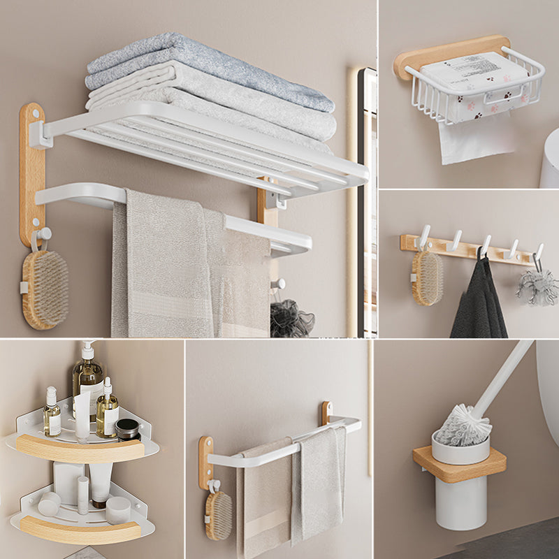 White Metal and Solid Wood Bathroom Accessories Hardware Set