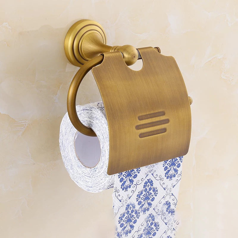 4-Piece Traditional Bathroom Accessory Set Gold Brass Bathroom Accessories Hardware Set