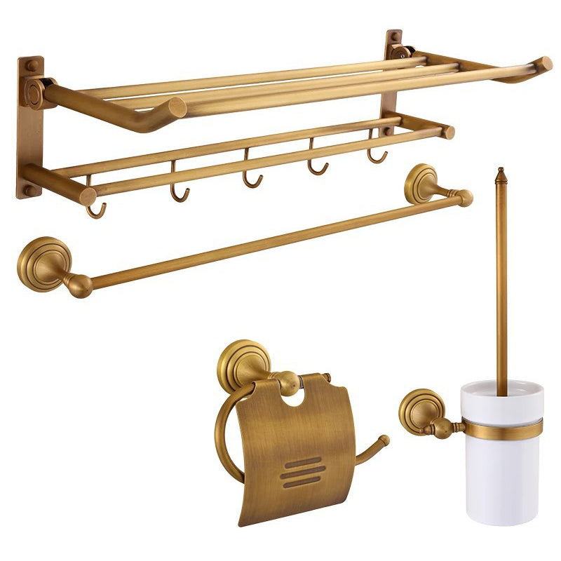 4-Piece Traditional Bathroom Accessory Set Gold Brass Bathroom Accessories Hardware Set