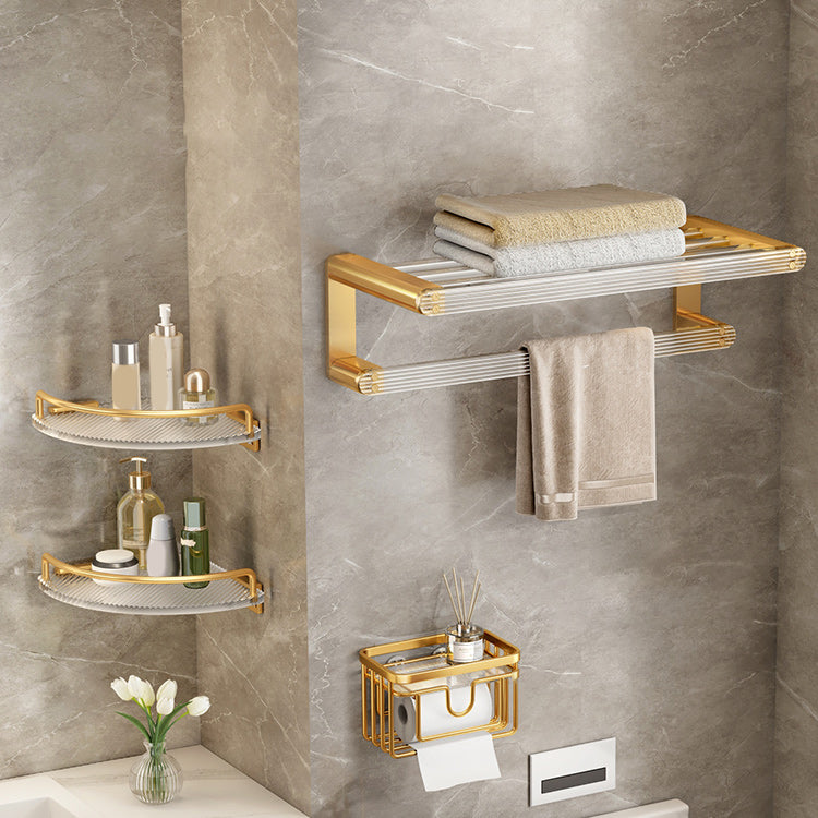 Modern Golden Bathroom Accessory As Individual Or As a Set with Bath Shelf