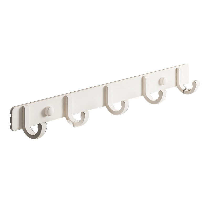 Modern White Finish Bathroom Accessory Set with Bath Shelf/Towel Bar/Robe Hooks