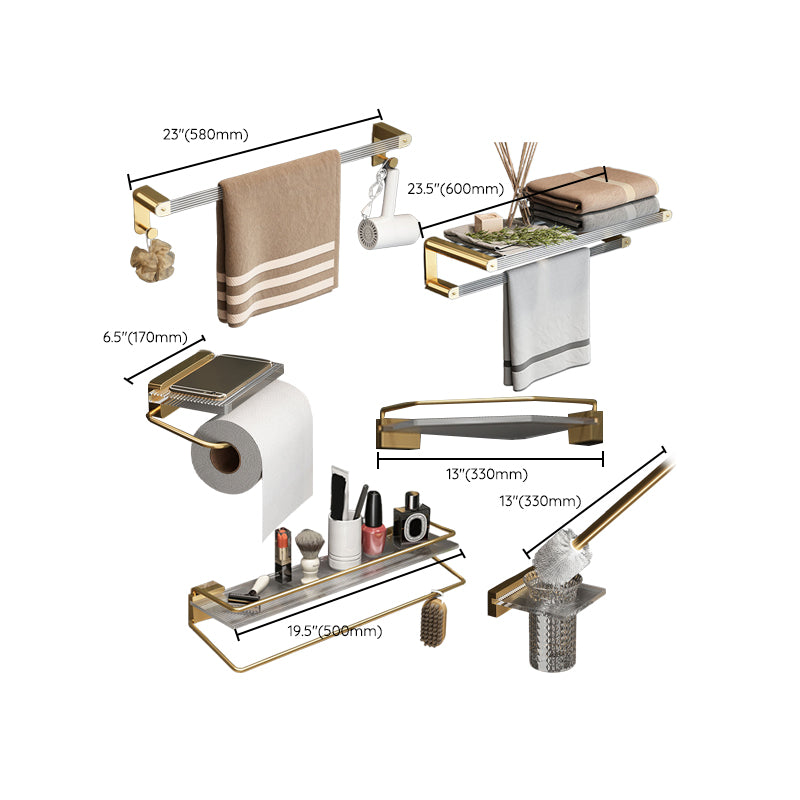 Modern Bathroom Accessory Set Bath Shelf Gold Towel Bar Bath Hardware Set