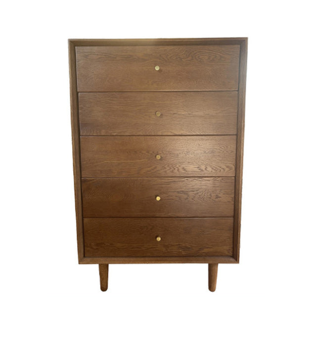 Pine Wood Accent Chest 37.8" Tall Side Cabinet with 5 Drawers