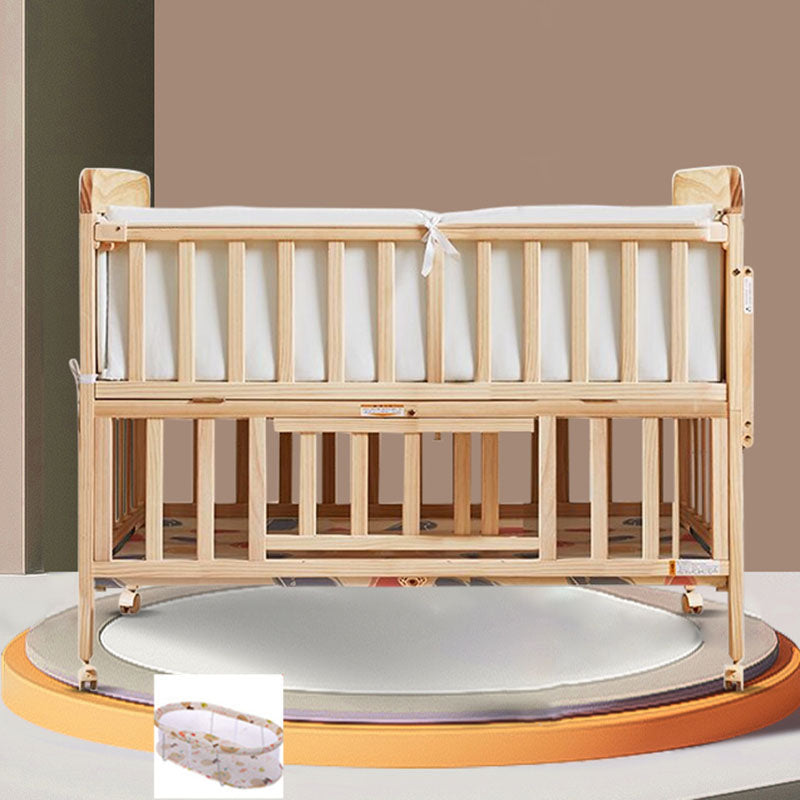 Farmhouse with Storage Baby Crib Wood Arched Crib with Casters