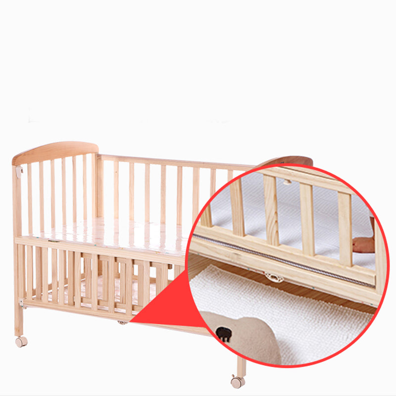 Farmhouse with Storage Baby Crib Wood Arched Crib with Casters