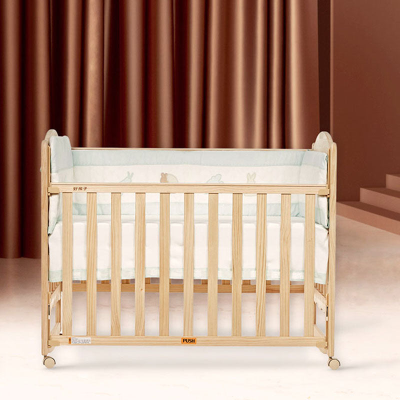 Farmhouse with Storage Baby Crib Wood Arched Crib with Casters