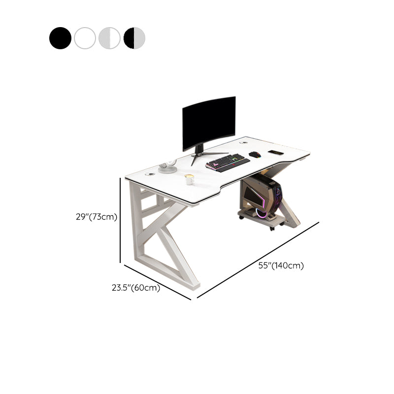 Stone Modern Style Computer Desk Rectangular Shape Task Table with 2-Legs for Home