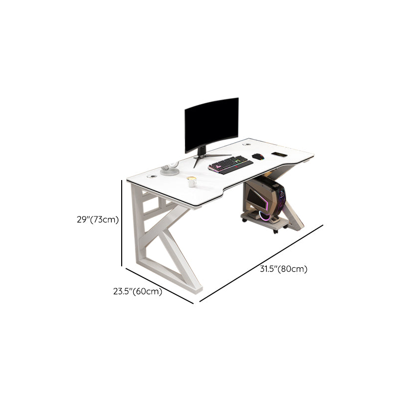 Stone Modern Style Computer Desk Rectangular Shape Task Table with 2-Legs for Home