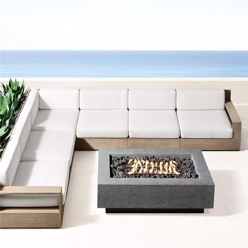 Farmhouse White Cushion Outdoor Sectional Sofa UV Resistant Sofa