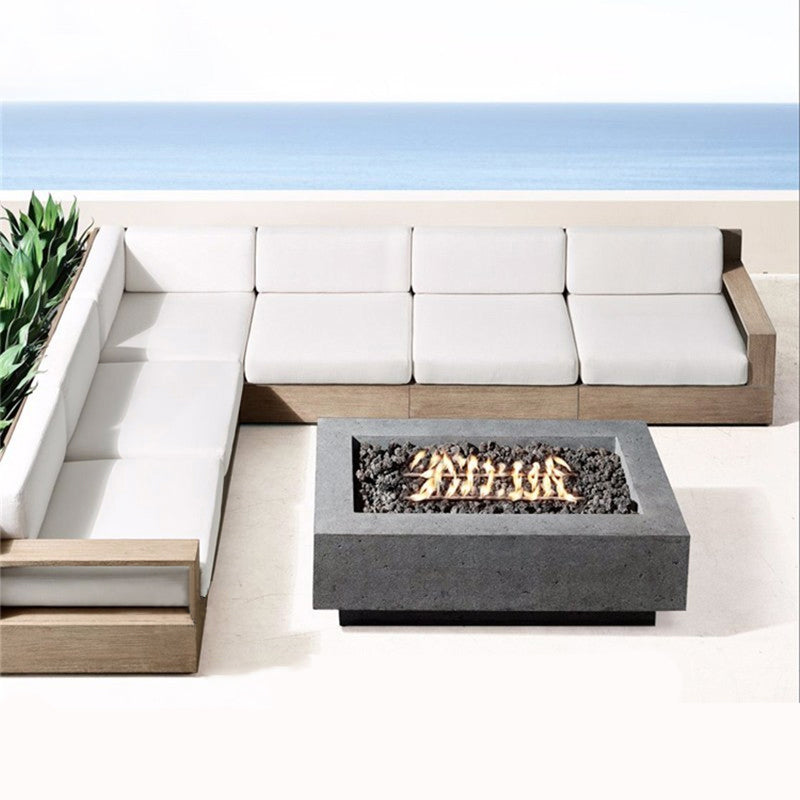 Farmhouse White Cushion Outdoor Sectional Sofa UV Resistant Sofa