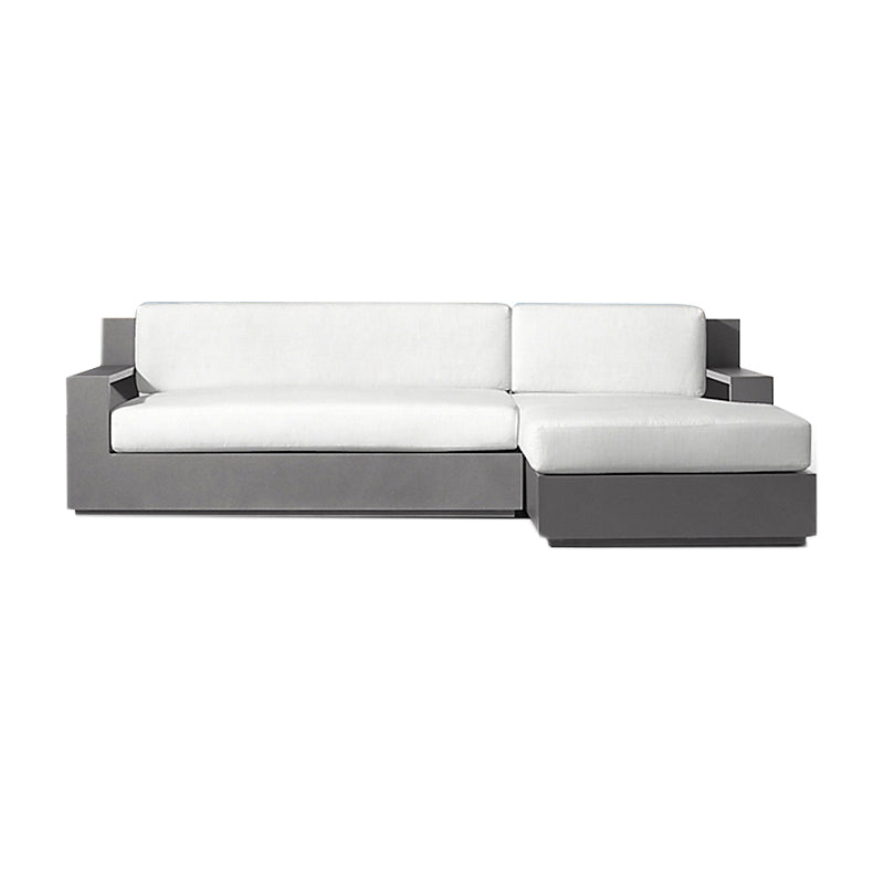 Farmhouse White Cushion Outdoor Sectional Sofa UV Resistant Sofa