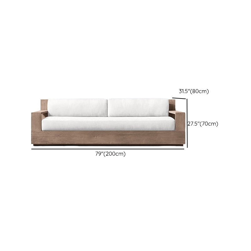 Farmhouse White Cushion Outdoor Sectional Sofa UV Resistant Sofa