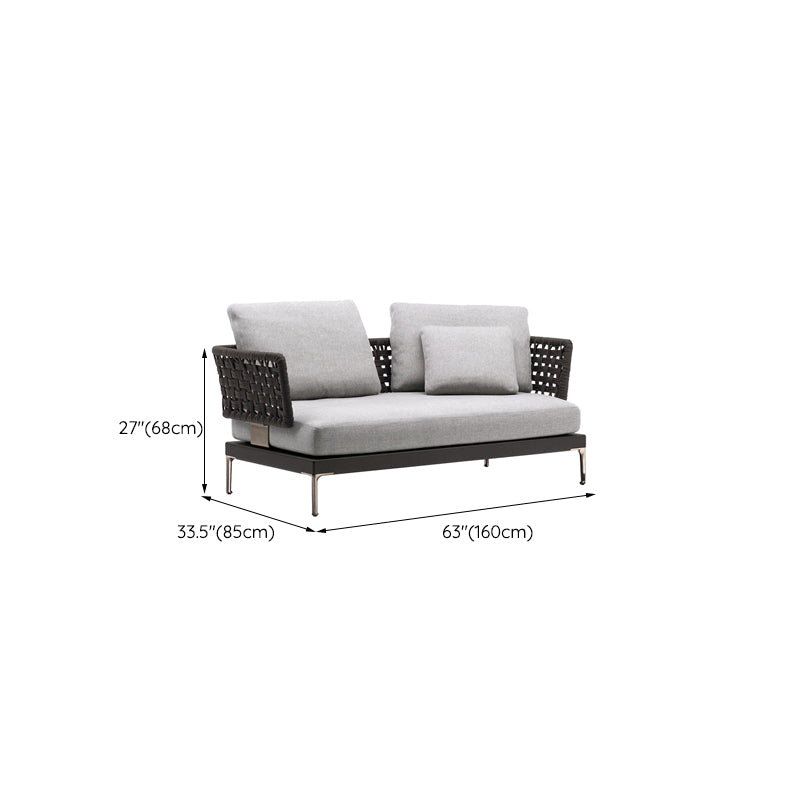 Modern Outdoor Loveseat Water Resistant Outdoor Patio Sofa with Ottoman