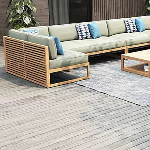 Contemporary Water Resistant Patio Sofa Solid Wood Outdoor Patio Sofa