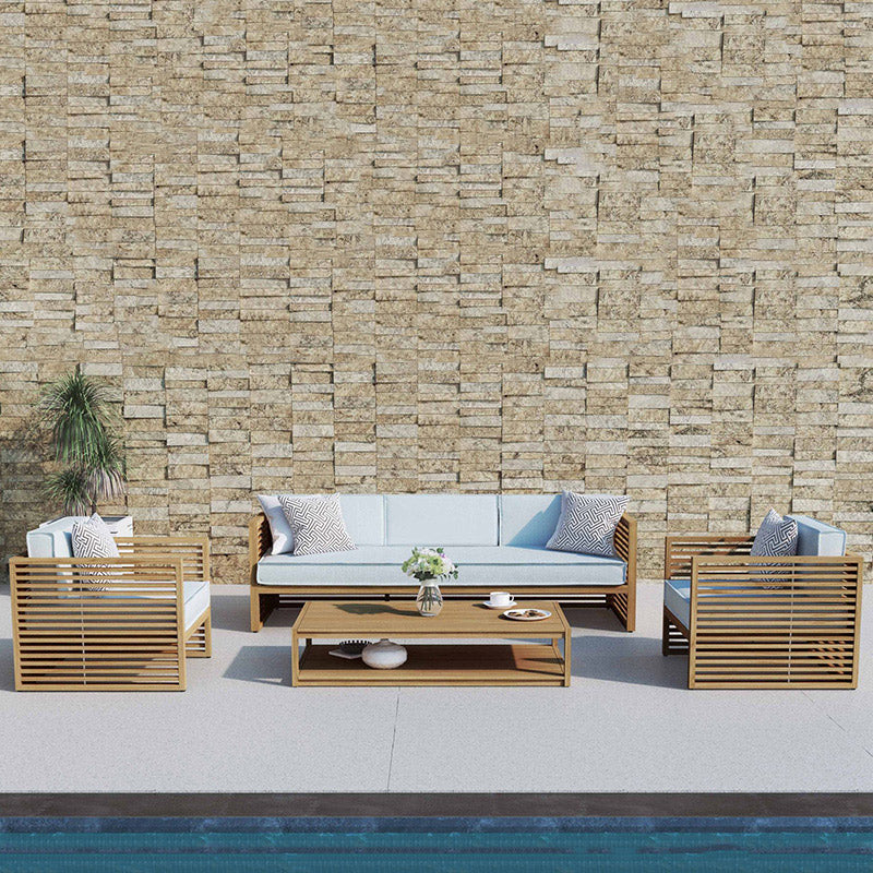 Contemporary Water Resistant Patio Sofa Solid Wood Outdoor Patio Sofa