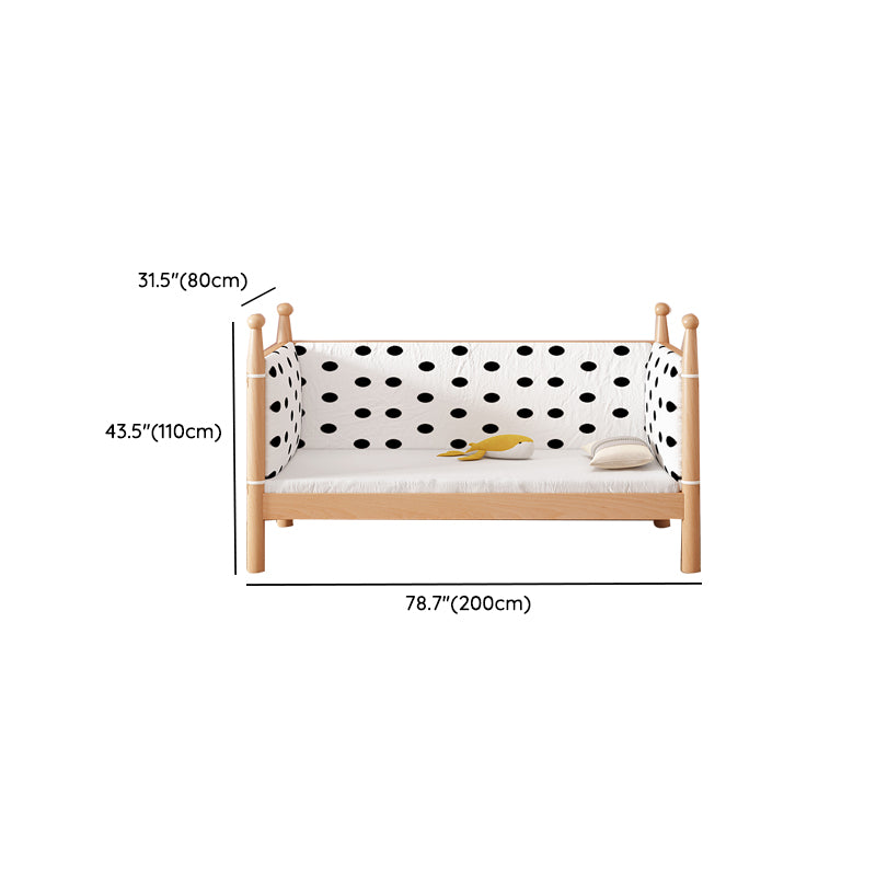 Naitural Nursery Crib with Guardrail Farmhouse Baby Crib in Solid Wood