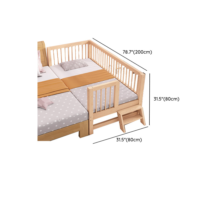 Natural Farmhouse Nursery Crib in Wood with Guardrail Baby Crib