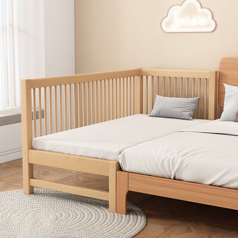 Natural Solid Wood Nursery Crib with Guardrail Farmhouse Crib