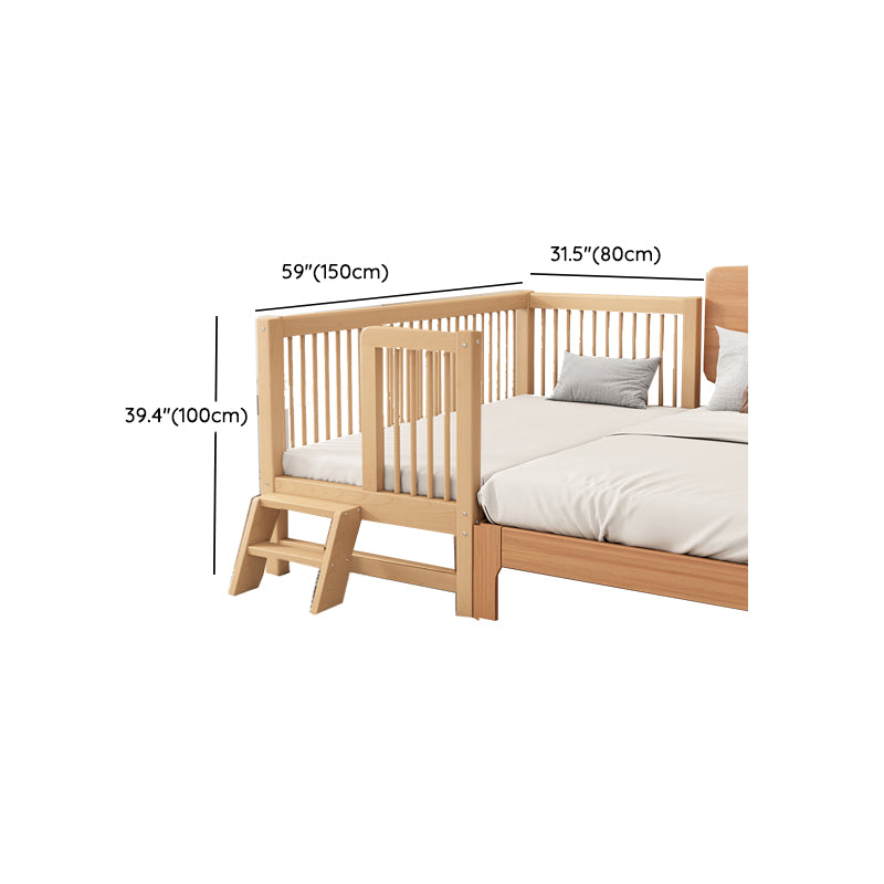 Natural Solid Wood Nursery Crib with Guardrail Farmhouse Crib