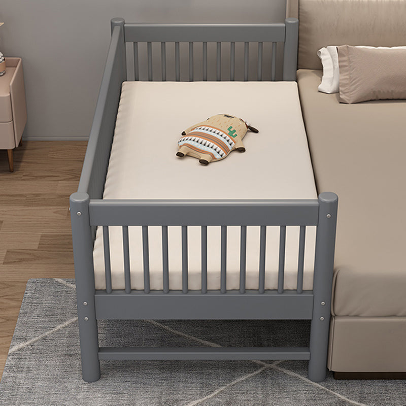 Contemporary Nursery Crib with Guardrail in Natural/Grey Solid Wood