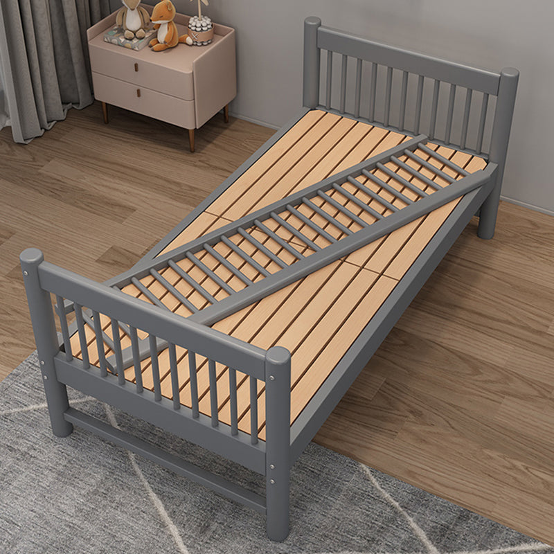 Contemporary Nursery Crib with Guardrail in Natural/Grey Solid Wood