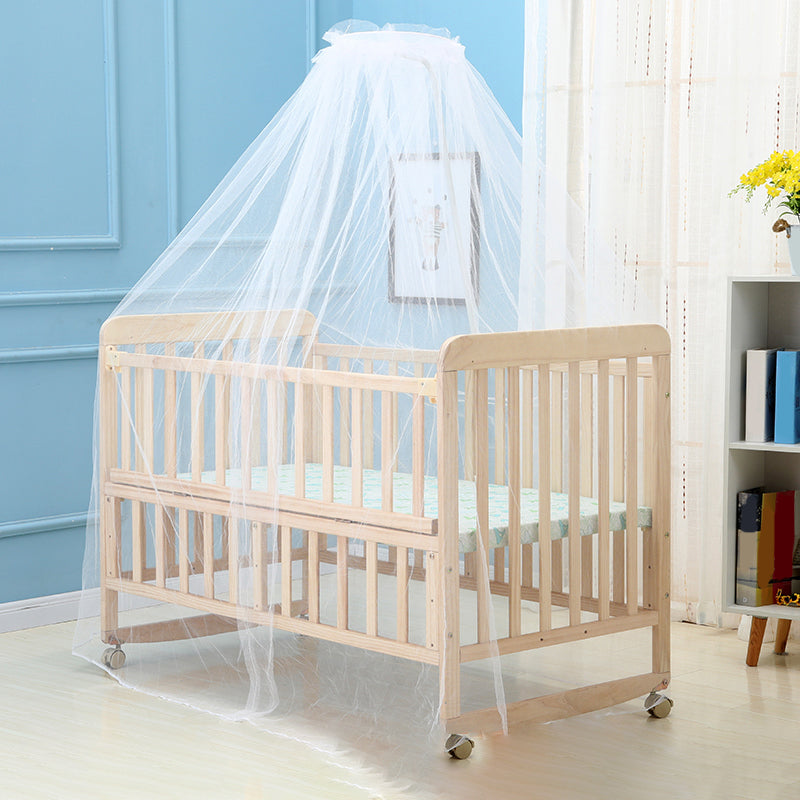 Farmhouse / Country Baby Crib Wood with Guardrail Washed Natural Nursery Bed