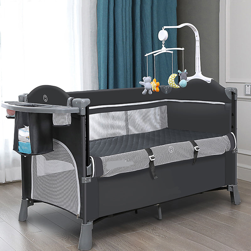 Modern Nursery Bed with Changing Table with Adjustable Height with Guardrail Baby Crib