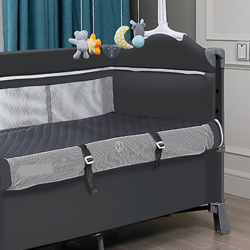 Modern Nursery Bed with Changing Table with Adjustable Height with Guardrail Baby Crib