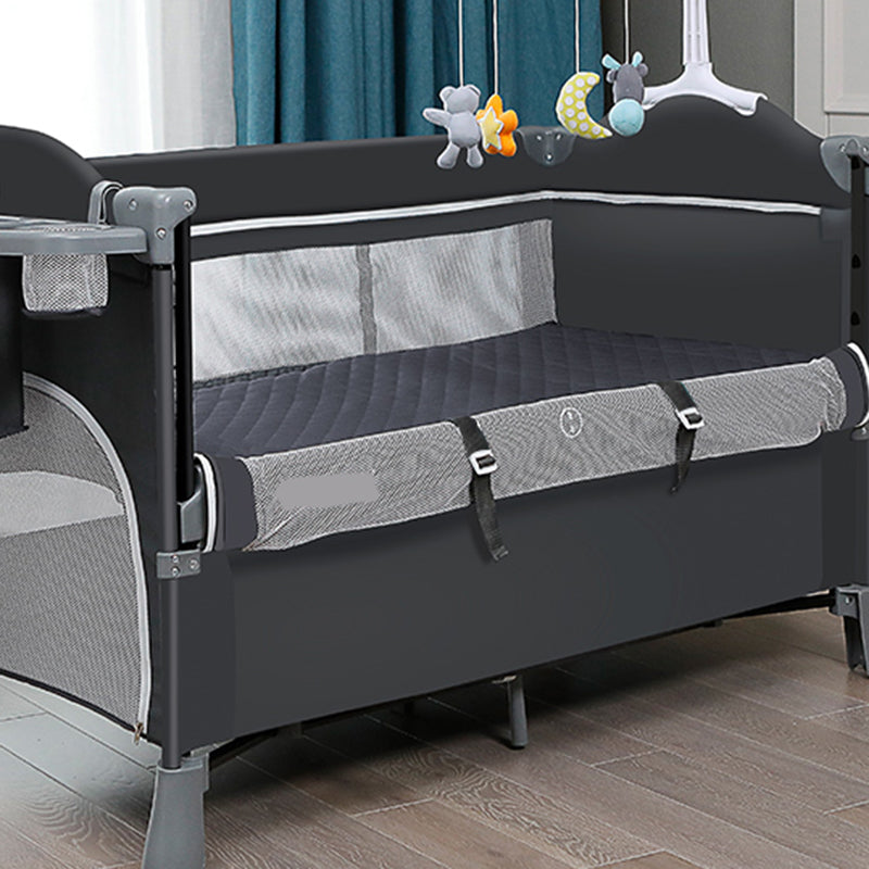 Modern Nursery Bed with Changing Table with Adjustable Height with Guardrail Baby Crib