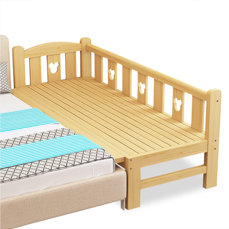 Glam Baby Crib with Mattress Washed Natural Wood with Guardrail Nursery Bed