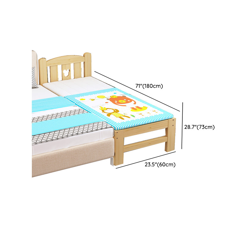 Glam Baby Crib with Mattress Washed Natural Wood with Guardrail Nursery Bed