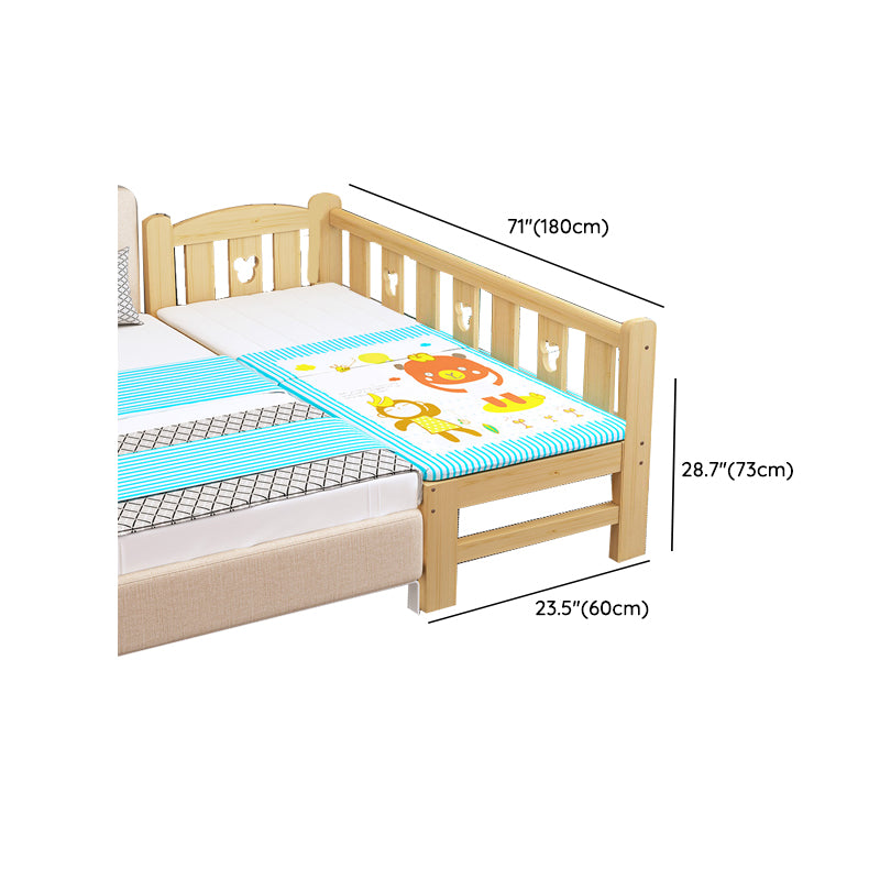 Glam Baby Crib with Mattress Washed Natural Wood with Guardrail Nursery Bed