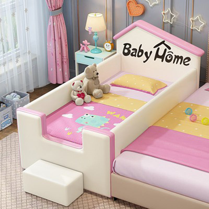 Modern Brown Pink Nursery Crib Solid Wood Nursery Crib Bed with Guardrail