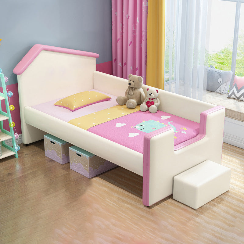 Modern Brown Pink Nursery Crib Solid Wood Nursery Crib Bed with Guardrail