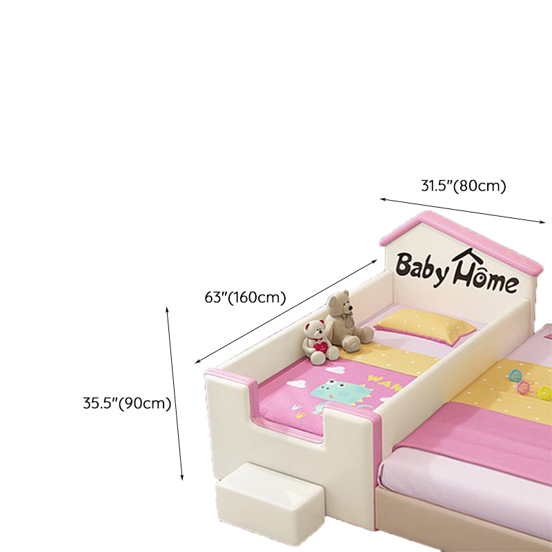 Modern Brown Pink Nursery Crib Solid Wood Nursery Crib Bed with Guardrail