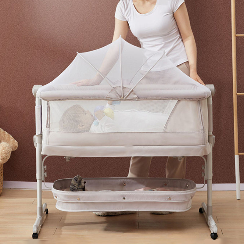 Industrial Nursery Bed Metal Under Crib Storage Baby Crib with Casters