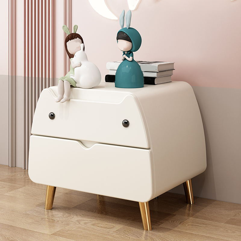 Oak Nursery Nightstand with Drawers Flat Top Animals Kids Bedside Table